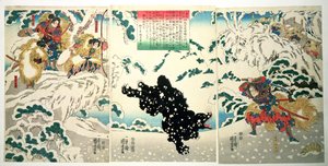 Kamei Rokuro en de Zwarte Beer in de Sneeuw, 1849 door Utagawa Kuniyoshi
